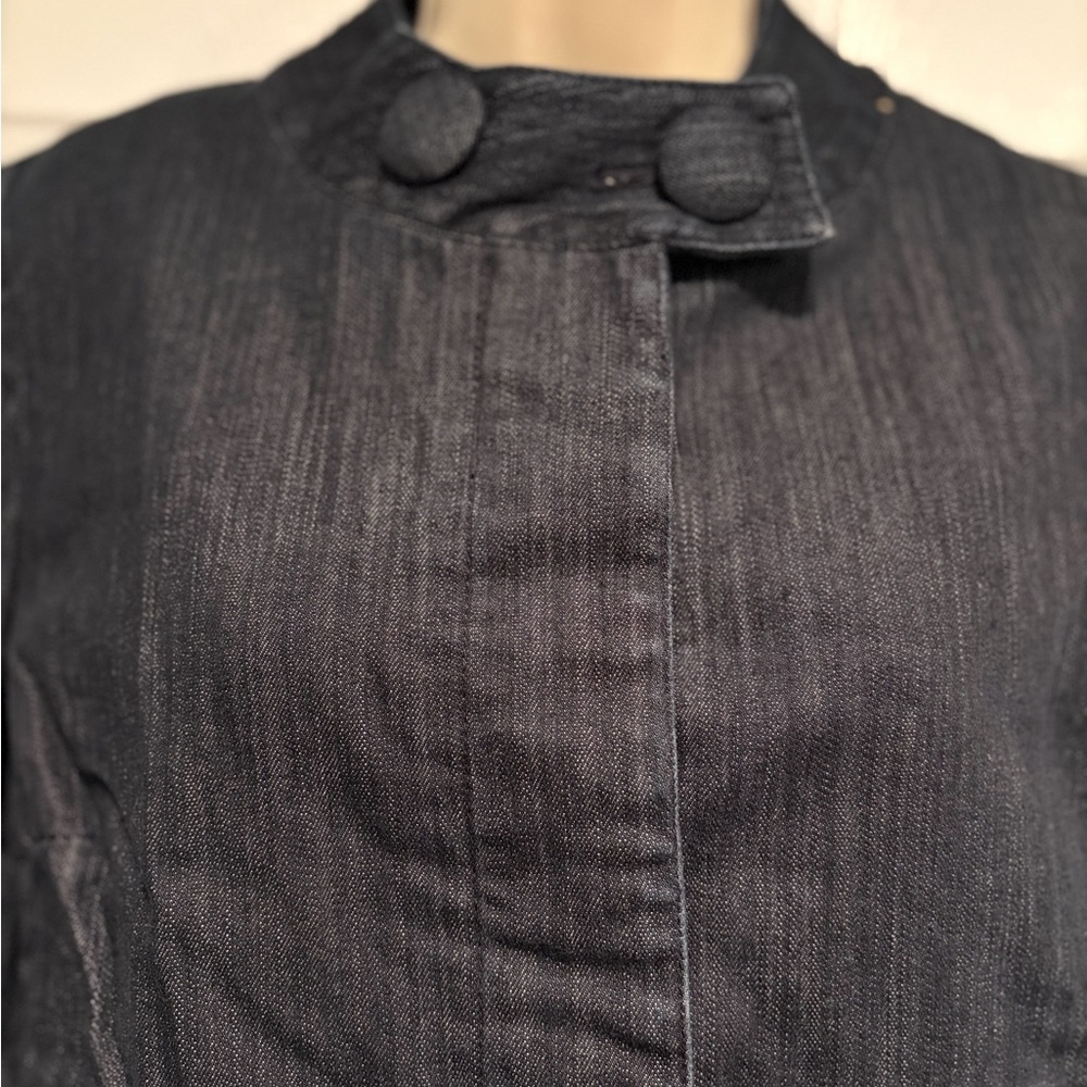 Talbots Petites Denim Jacket Womens MP Dark Wash Hidden Button Career‎ Chic NWT